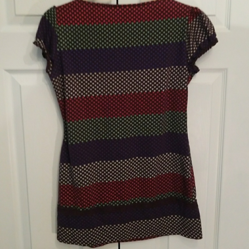 Multicolor heart print babydoll short sleeve tunic - Picture 2 of 4
